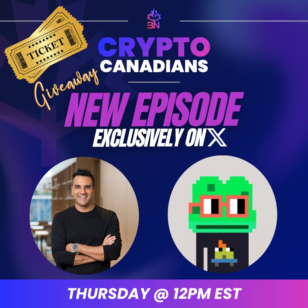 GM GM fam 👋

💥 GIVEAWAY ALERT! 💥
Join Crypto Canadians today at noon EST with 🧠 <a href="/nazimahmed/">Naz</a> of <a href="/ripsapp/">Rips</a> &amp; 💸 <a href="/toady_hawk/">Toady Hawk</a> of <a href="/betrmint/">BETRMINT</a>

We’re diving into Building on Base: Culture, Communities &amp; Coins ⚡

+🎟️ 2 tickets to <a href="/Web3To/">Web3 Toronto (Web3TO)</a>'s Digital Asset Summit up for grabs! Winners