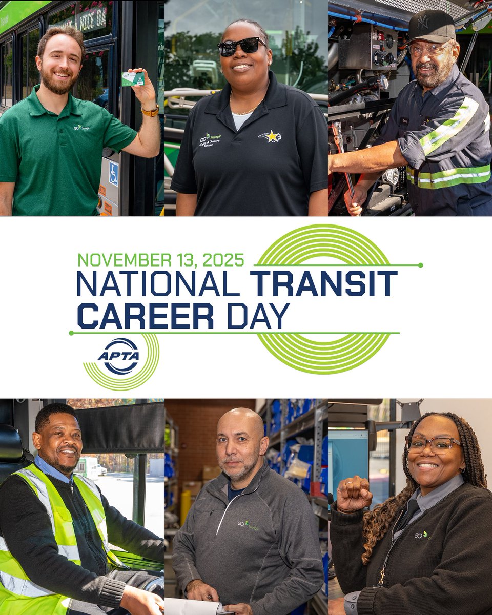 It’s National Transit Career Day! 🚍✨

We’re celebrating the people who keep GoTriangle moving every day. From operators to planners to mechanics—everyone plays a part in keeping our community connected!

Read our employee spotlights: gotriangle.org/career