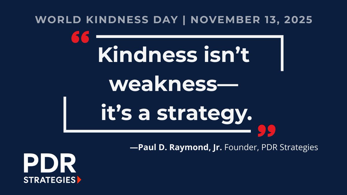 Kindness isn’t soft—it’s strategic.

On #WorldKindnessDay, remember: strong communicators lead with empathy, build trust, and strengthen credibility.

Leadership starts with how we treat people.

#PDRStrategies #Leadership #Communication