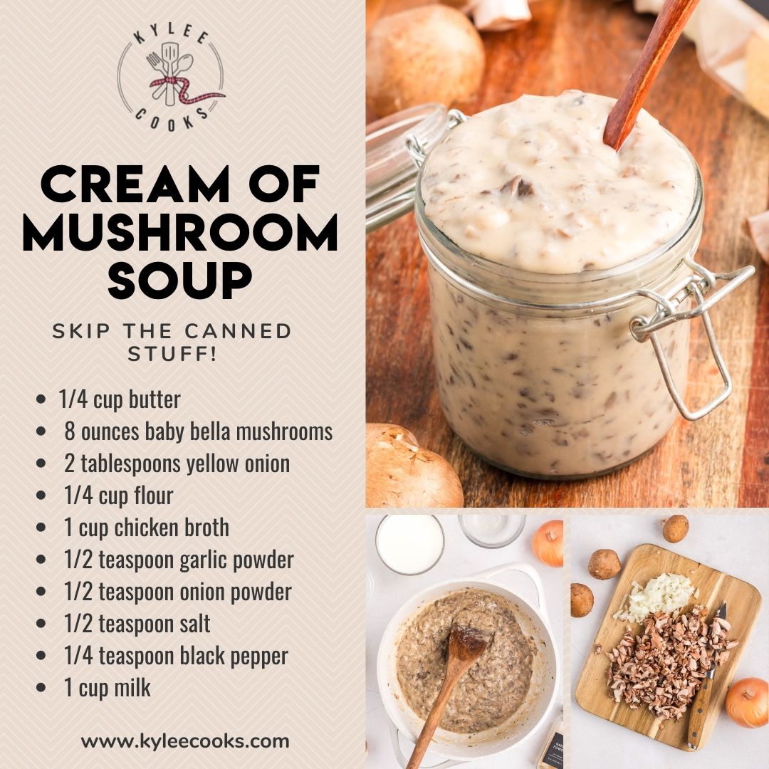 kyleecooks's tweet image. Use this Homemade Cream of Mushroom Soup in place of canned in casseroles, pot pies, and more. So easy and flavorful! #pantrystaple #mushroomrecipes #kyleecooks kyleecooks.com/cream-of-mushr…