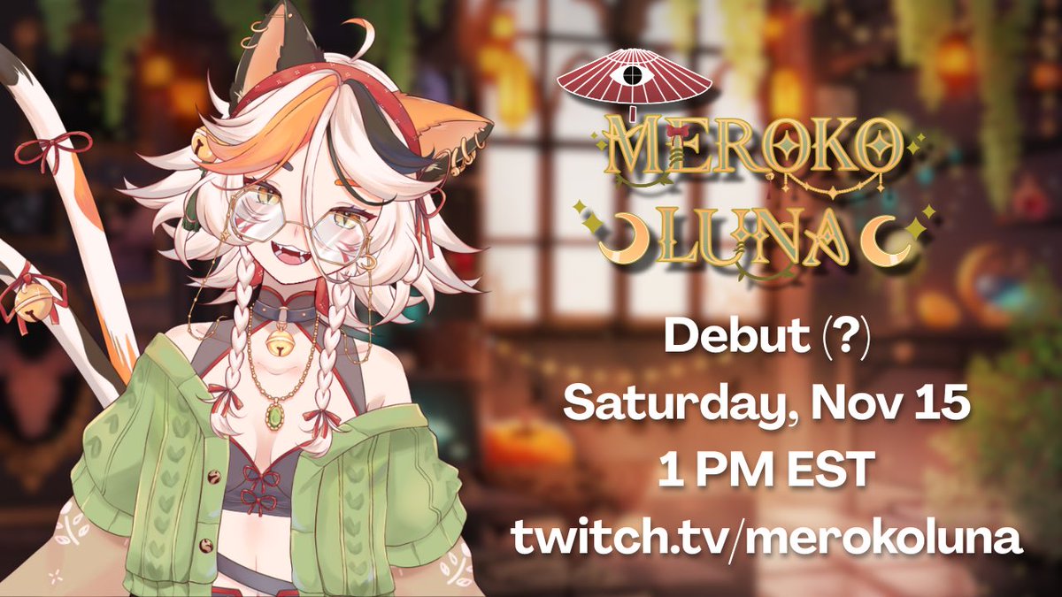 GOOOOOD MEWORNING!!

I'm excited to formally announce that my first stream will be this Saturday, Nov 15 at 1PM EST! I'm not sure if I'd call it a "debut", but we'll be yapping and maybe do some Karaoke!!

I hope I'll see you there 👀
