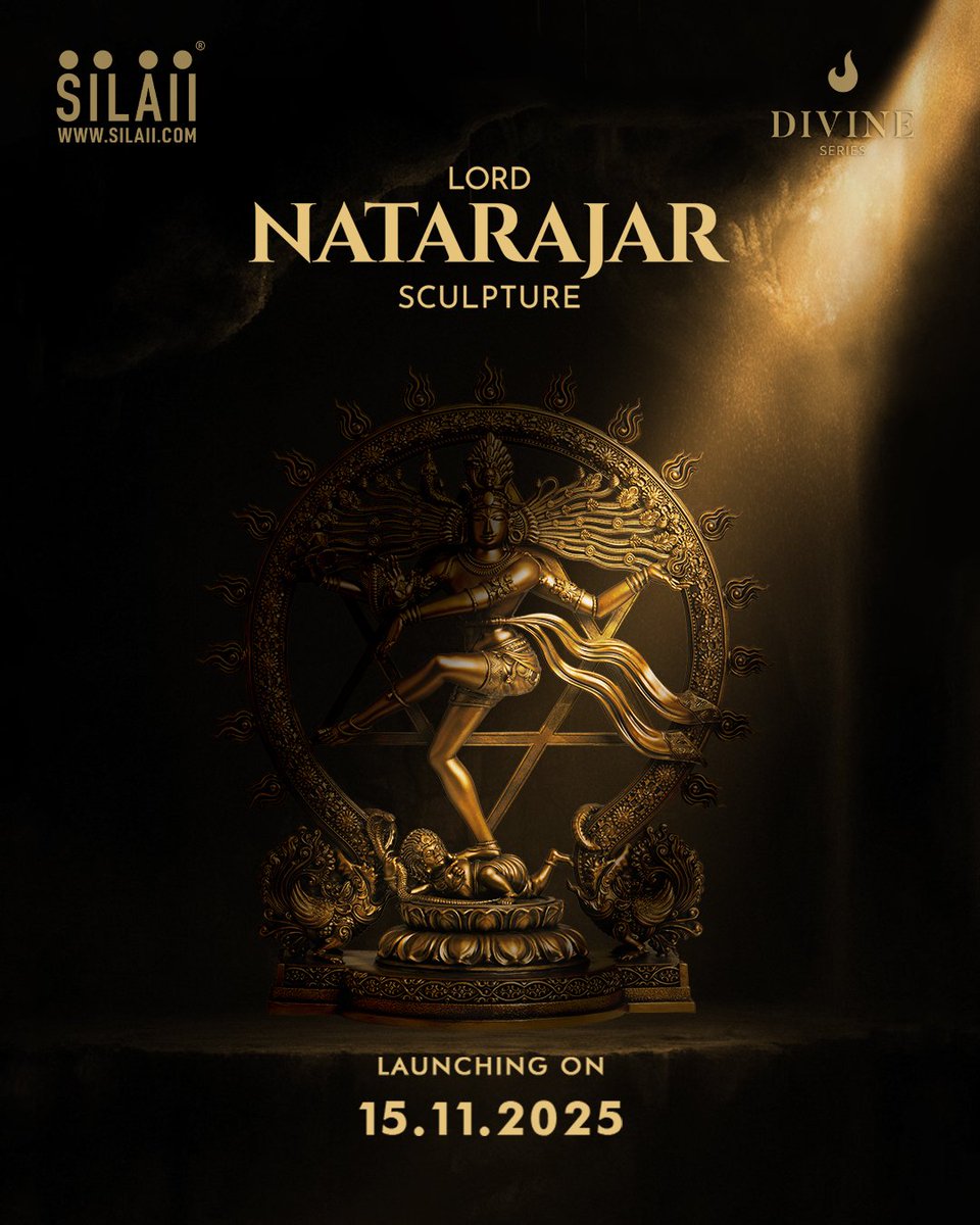 SILAIISculpture's tweet photo. The lord of dance, the light within the flames, the stillness within motion.
SILAII presents Lord Natarajar Sculpture.
Launching on 15-11-2025. 🔥
#SILAII #newlaunchalert https://t.co/KfnlXv13zq