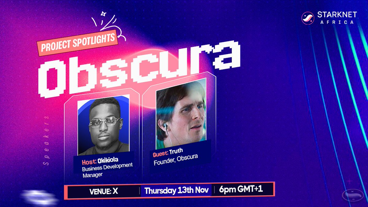Project Spotlight - Join us for an in-depth conversation with <a href="/truthixifi/">truthixify</a>, the founder of Obscura, as we explore the future of financial privacy on <a href="/Starknet/">Starknet (BTCFi arc)</a>. 

We dive into the story behind Obscura, the technology powering its shielded pools, and how it’s shaping privacy-first