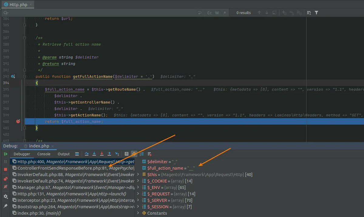 rajkbnp's tweet image. 🪲#Bug or #feature 😍
 
Are you facing this issue in #Magento 2.4.4?

👉$request-&amp;gt;getFullActionName() returns &quot;__&quot; on Homepage (Cached)

For details, please check the #GitHub issue: f.mtr.cool/byrvvdwmff
