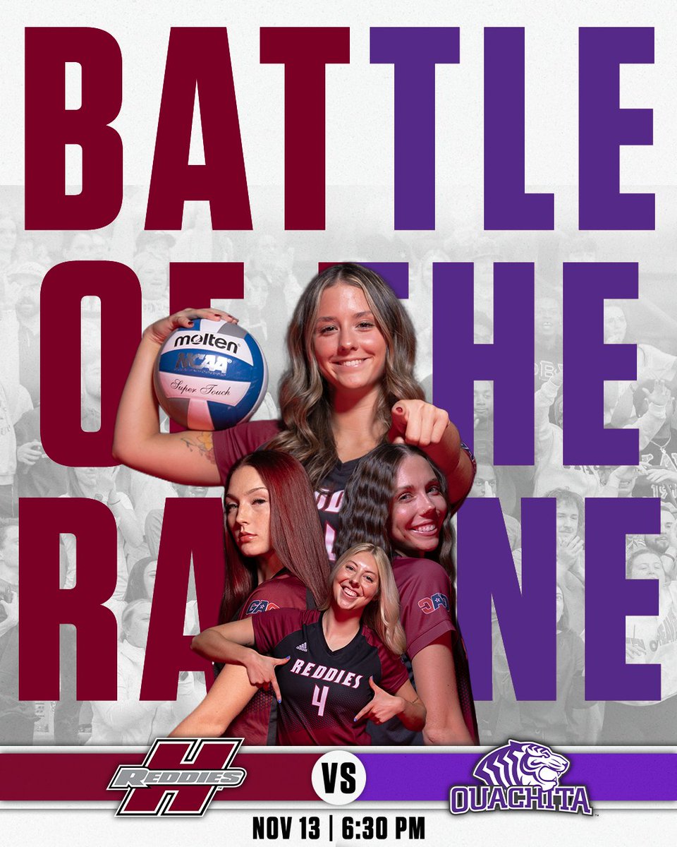 It’s Senior Night meets the Battle of the Ravine! 💥

Come celebrate our seniors as the Reddies face Ouachita Baptist in the final home match of the season!

🆚 Ouachita Baptist University
📍 Arkadelphia, AR
🏟️ Duke Wells Center
🕡 6:30 PM
📺 hsusports.com/coverage

#NoMereBeast