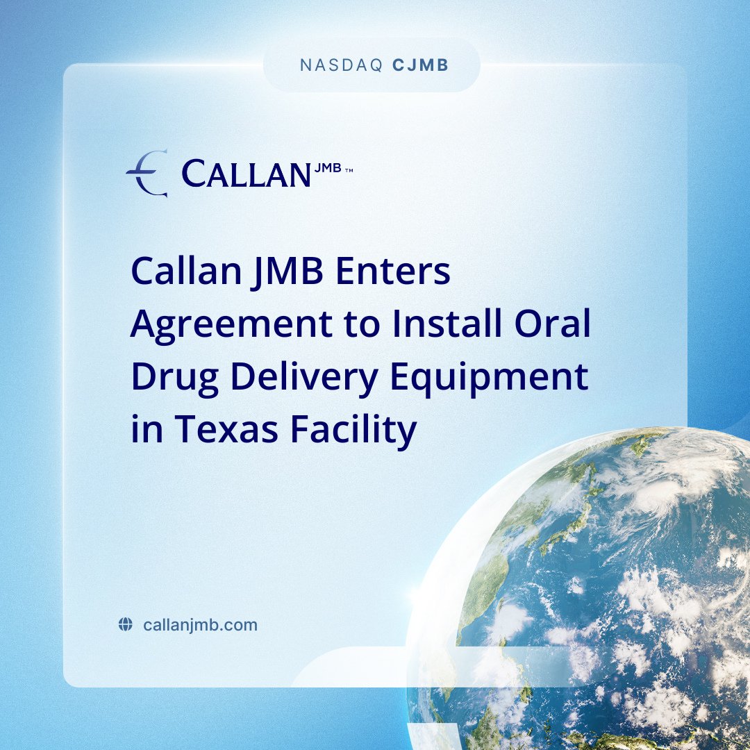 Thrilled to share that <a href="/CallanJMBInc/">CallanJMB</a> has entered a preliminary agreement with the creator of a cutting-edge oral drug-delivery system. This partnership will bring advanced manufacturing equipment into our cGMP facility in Texas as we collaborate on future operational plans.

This