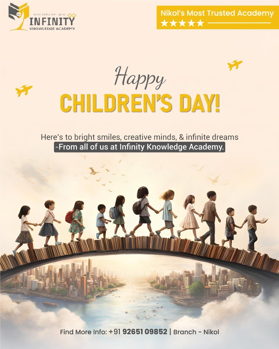 ikaeduacademy's tweet image. To all the little stars who fill our world with hope, laughter, and dreams —
Happy Children’s Day💖
Keep shining, keep learning, keep dreaming big🚀

📞 +91 92651 09852
📍 Nikol, Ahmedabad
🌐ikaedu.co.in

#HappyChildrensDay #InfinityKnowledgeAcademy #ChildrensDay2025