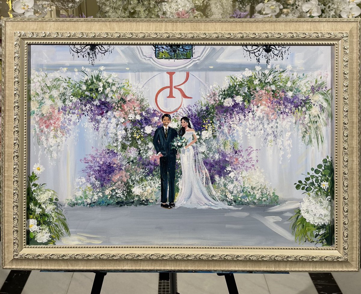 Maybear_'s tweet image. รอบนี้ขอฝาก live painting wedding  แล้วกันนะคะ ไปวาดสดที่งานแต่งเลยค่า เก็บภาพบรรยากาศสุดแสนพิเศษด้วยทีพู่กัน 🫶🏼💕👰🏻‍♀️🤵🏻✨🌸🌼🍃