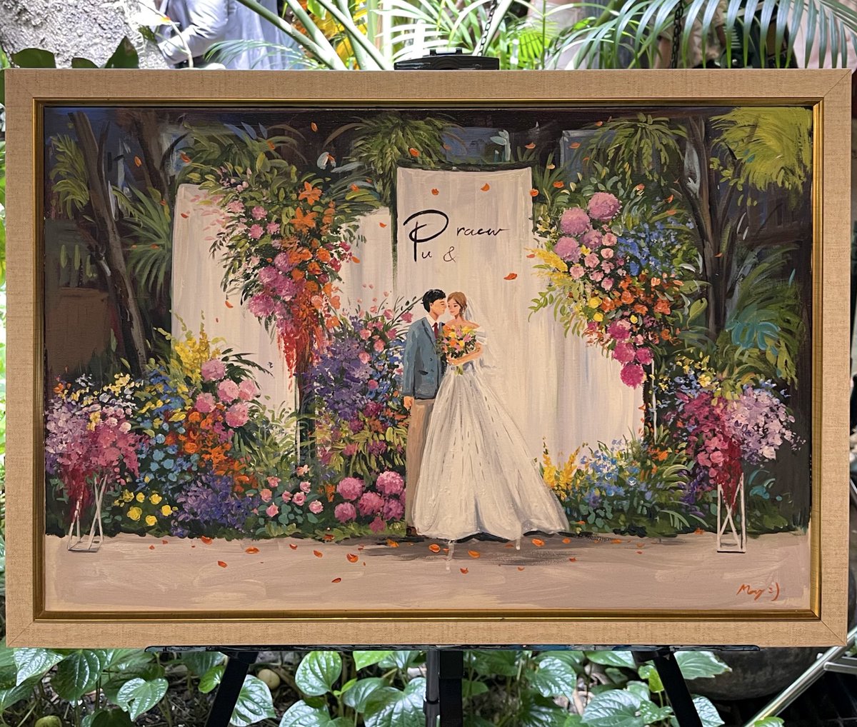 Maybear_'s tweet image. รอบนี้ขอฝาก live painting wedding  แล้วกันนะคะ ไปวาดสดที่งานแต่งเลยค่า เก็บภาพบรรยากาศสุดแสนพิเศษด้วยทีพู่กัน 🫶🏼💕👰🏻‍♀️🤵🏻✨🌸🌼🍃