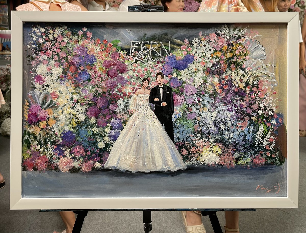 Maybear_'s tweet image. รอบนี้ขอฝาก live painting wedding  แล้วกันนะคะ ไปวาดสดที่งานแต่งเลยค่า เก็บภาพบรรยากาศสุดแสนพิเศษด้วยทีพู่กัน 🫶🏼💕👰🏻‍♀️🤵🏻✨🌸🌼🍃
