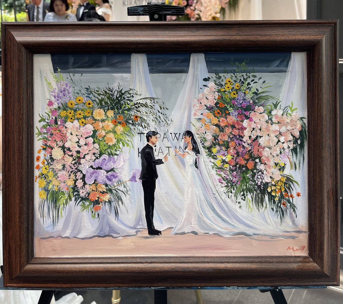 Maybear_'s tweet image. รอบนี้ขอฝาก live painting wedding  แล้วกันนะคะ ไปวาดสดที่งานแต่งเลยค่า เก็บภาพบรรยากาศสุดแสนพิเศษด้วยทีพู่กัน 🫶🏼💕👰🏻‍♀️🤵🏻✨🌸🌼🍃