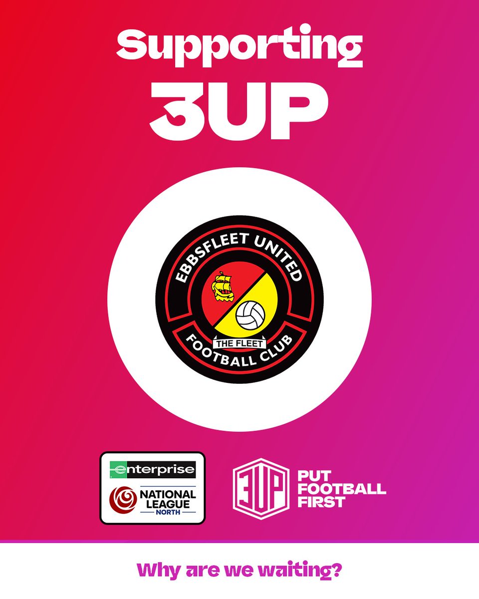 EUFCofficial's tweet image. Why are we waiting? 🤷

We&apos;re supporting the National League&apos;s #3UPDayofAction on Saturday!

Football should reward ambition… not limit it. Put football first and give us #3UP 👍

Tap the link and sign the petition 👇

🔗 change.org/VoteFor3UP