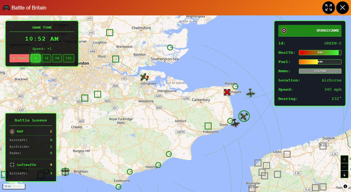 mapchannels's tweet image. Here&apos;s a new map game I&apos;ve made.
tripgeo.com/geobox/battleo…
Command RAF fighters to defend against Luftwaffe bomber raids in this challenging real time strategy game.
#30DayMapChallenge #MapLibre #OpenFreeMap
#Maps #GameDev #IndieGameDev #IndieDev
#Blazor #JavaScript #WebGames