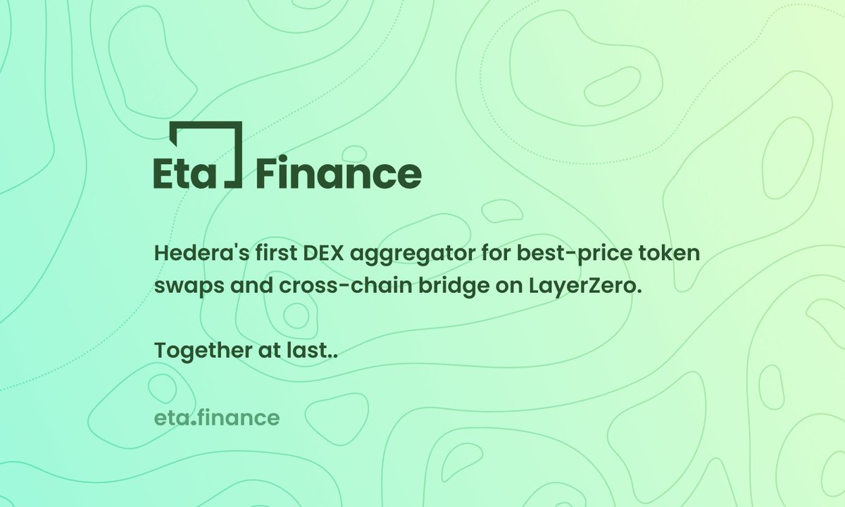 Hello EtaFinance 🤝

The seamless @Hedera DEX aggregator and cross-chain liquidity bridge. Together at last!

Stay tuned...