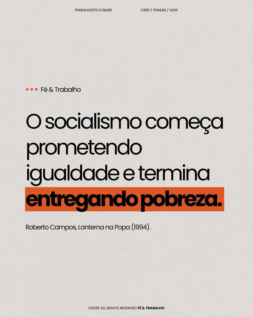 FeTrabalho1's tweet image. Roberto de Oliveira Campos (1917–2001) foi diplomata, economista e político brasileiro. Um dos maiores defensores do liberalismo econômico e crítico do populismo e da burocracia estatal.

–

#frasedodia #socialismo #igualdade #pobreza