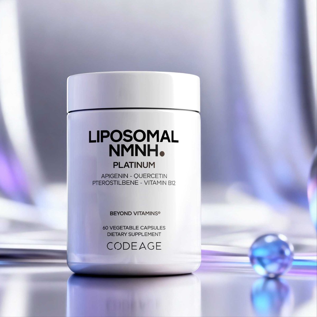 codeagelife's tweet image. A modern study in refinement, centered on NMNH, riboflavin-5’-phosphate, methylcobalamin, quercetin, apigenin, and pterostilbene, with liposomal delivery codeage.com/products/lipos… #codeage #CodeageLiposomalNMNH #NMNH # supplements #formula