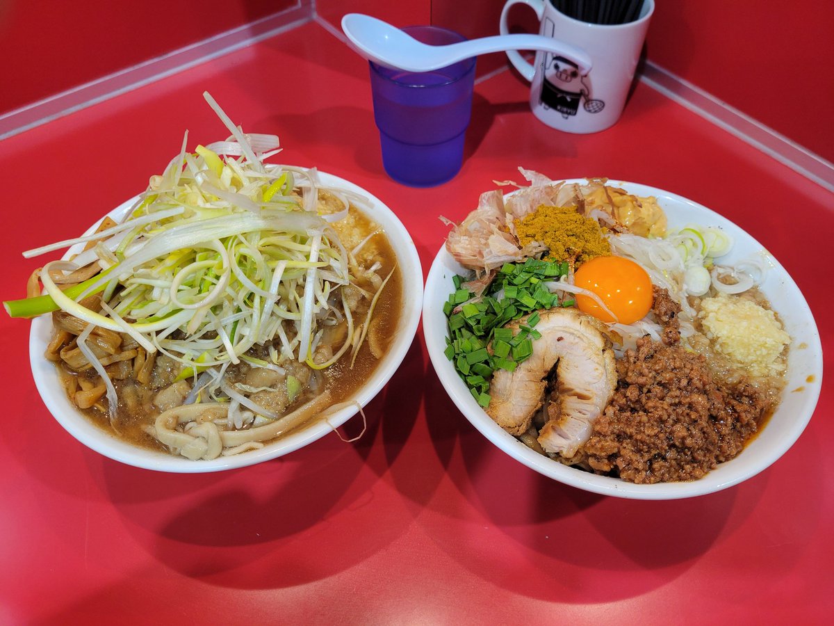 kanekobp's tweet photo. 昨日桐龍本店で辛ミニと葱塩まぜミニ。今日桐龍久喜店でミニと台湾まぜミニ。限定終わる前に連チャンで。連チャンなのでミニミニで。美味しかったです。ごちそうさまでした。 https://t.co/CoWMxRywWG