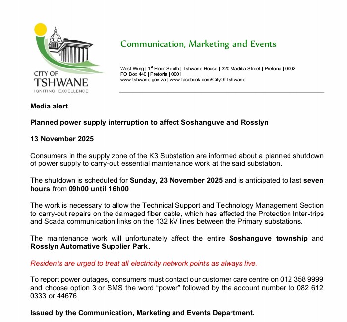 City of Tshwane tweet media