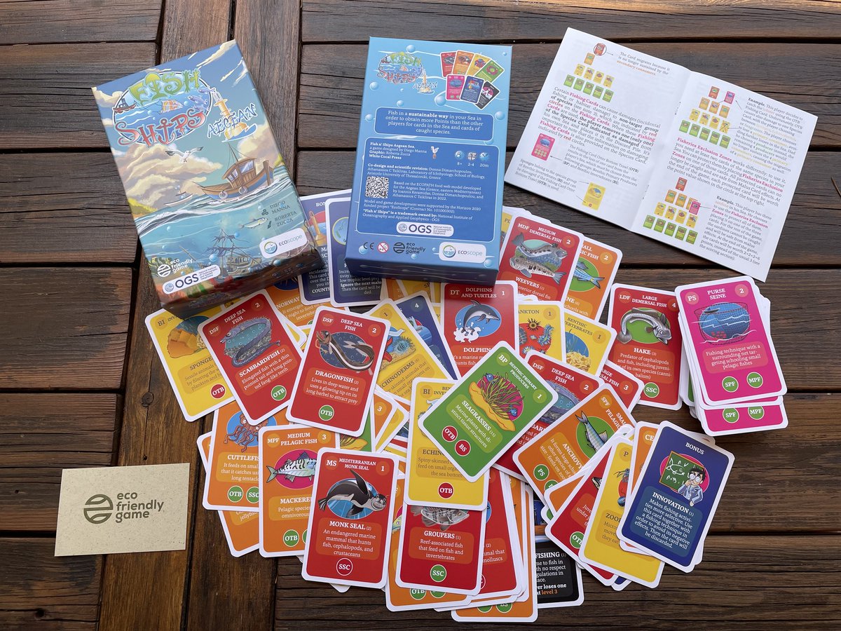 OGS_IT's tweet image. 🎲Con &quot;Fish n&apos; Ships&quot;, l&apos;OGS e White Cocal Press approdano nel Mar Egeo.

🐟🚢 Il gioco didattico di carte, già apprezzato per le edizioni sul Mar Adriatico e il Benguela, si arricchisce di una versione in inglese e greco, promuovendo la scienza e la sensibilizzazione ambientale.