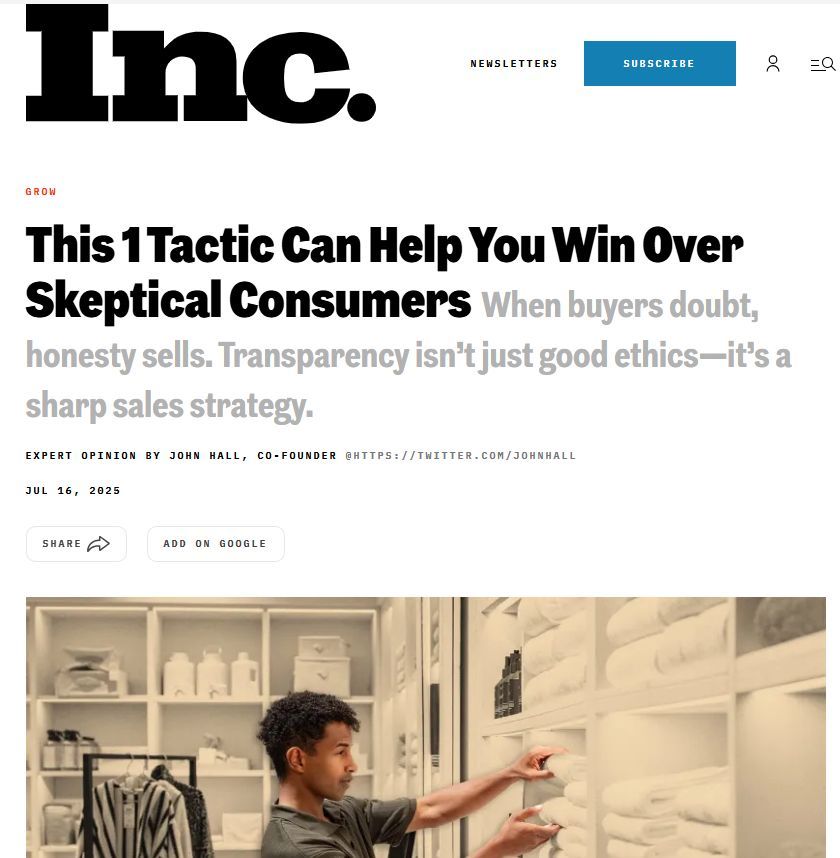 SwordandScript's tweet image. This 1 Tactic Can Help You Win Over Skeptical Consumers inc.com/john-hall/this…