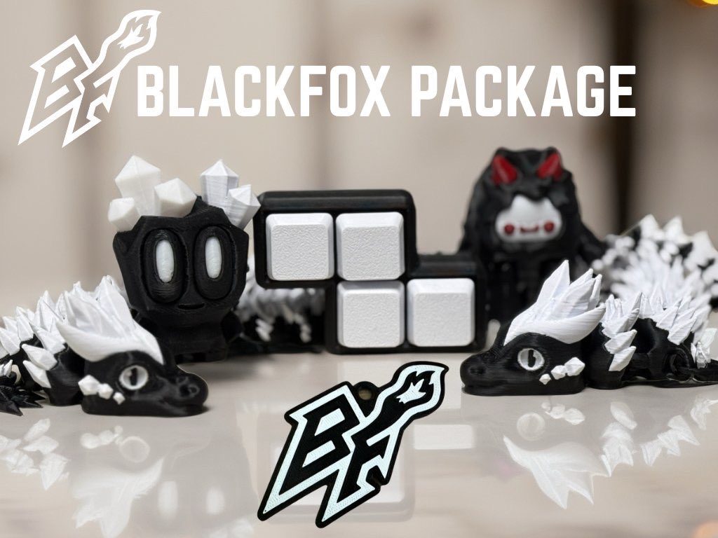 ITS HERE!! 🔥🔥

The BLACKFOX PACKAGE is released! 

You can get the entire package from link below or snag them individually 

- Blackfox Keychain
- Blackfox Dragon
- Blackfox Fidget Clicker
- Blackfox Pet Rock
- Blackfox 3D Yeti

Use code BLACKFOX to save at checkout!