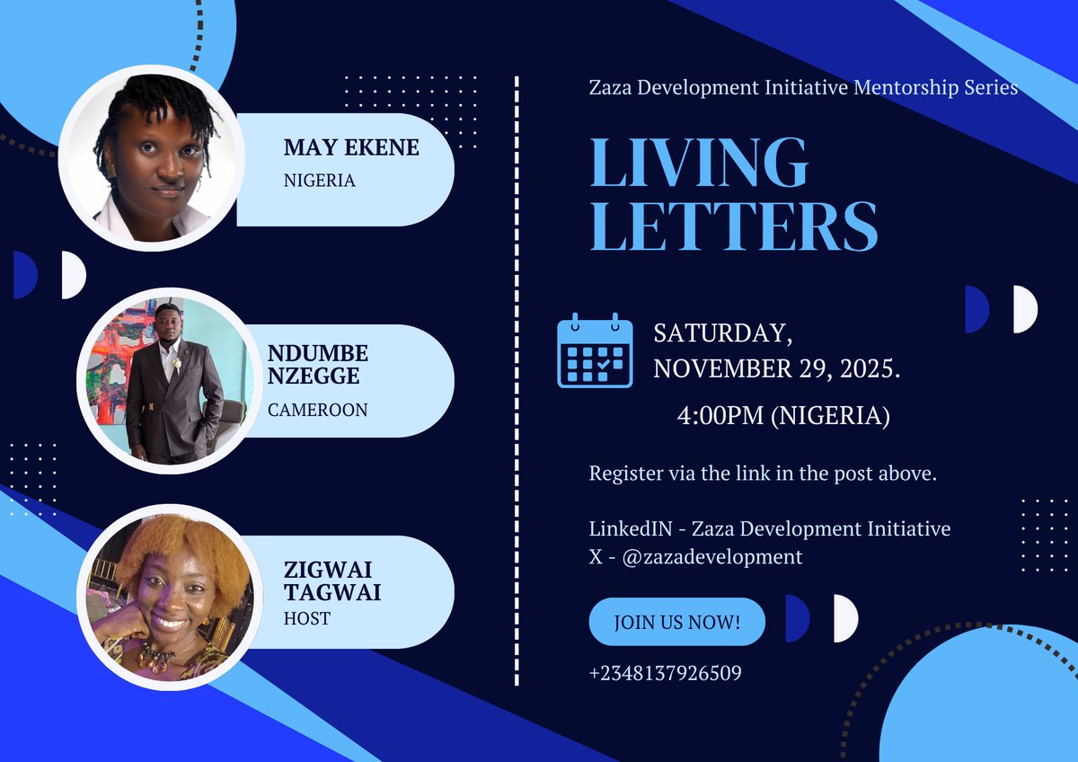It's countdown to our November Mentorship Series (Living Letters).

Register to get the meeting link docs.google.com/forms/d/e/1FAI…

#TakAction #ActiveCitizen <a href="/ziggywai/">Zigwai Tagwai</a>