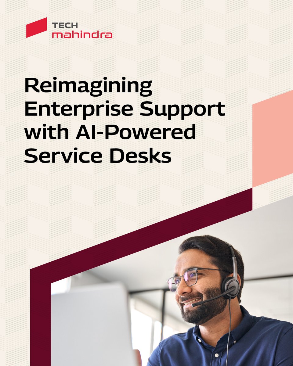 tech_mahindra's tweet image. Support that’s smarter, faster, and built for the future.

Our Next-Gen Service Desk puts digital-first, multilingual, omni-channel support at your fingertips—powered by speed, visibility, and smart #automation.

✅ AI-driven, proactive issue resolution
✅ Global, multilingual…