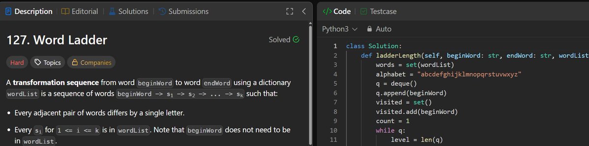 varkased's tweet image. actually solved my 2nd hard question ever on leetcode 🤣
graph question is actually pretty fun and easy to visualize in my head compared to recursive problem 🥲