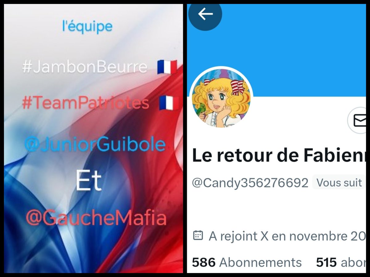INFO🚨Merci de partager!
Mes amis patriotes🇨🇵
Victime de la bien-pensance 
notre amie <a href="/Candy356276692/">Le retour de Fabienne</a> 👍
A besoin de vous!🙏
Son compte à sauté !😖 
Merci de vous abonner à elle pour l'aider à reconstituer sa TL!🥳
Merci et n'oubliez pas!😉
Tous ensemble nous sommes plus forts!🇨🇵