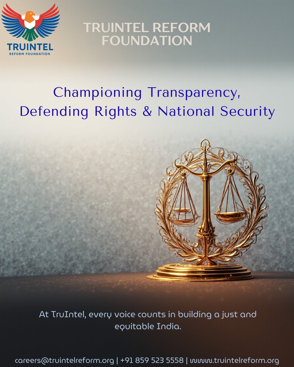 TruIntel_Reform's tweet image. Championing transparency. Defending rights. Strengthening national security. 🇮🇳
At TruIntel, every voice matters.

#Justice #Transparency #TruIntelReformFoundation #NationBuilding