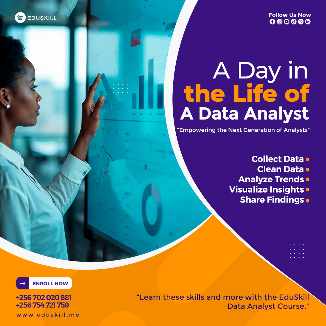 Eduskill_ug's tweet image. Ever wondered what a Data Analyst does daily? 👩🏽‍💻
✅ Collect data
✅ Clean data
✅ Analyze trends
✅ Build dashboards
✅ Share insights

🎯 Learn these skills with the EduSkill Data Analyst Course!
#Eduskill #DataAnalytics #CareerGrowth #DigitalSkills