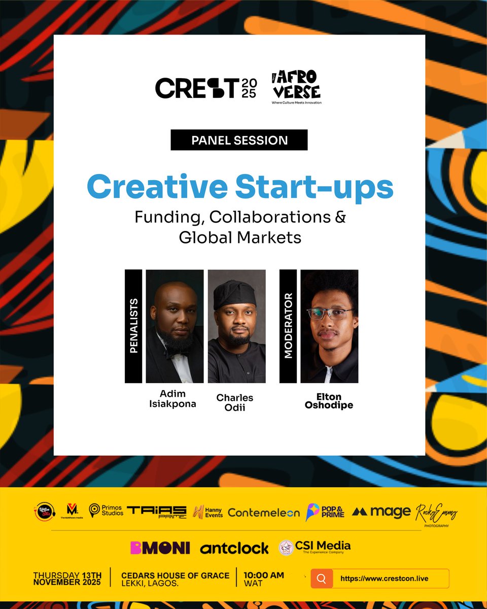 crestcon_'s tweet photo. Building the Future of Creative Start-ups
Join top innovators at CREST 2025 as they explore funding, collaborations, and global market opportunities for Africa’s creative entrepreneurs.
Get insights, connect with visionaries, and be part of Africa’s creative revolution. https://t.co/htqZiGEYH6