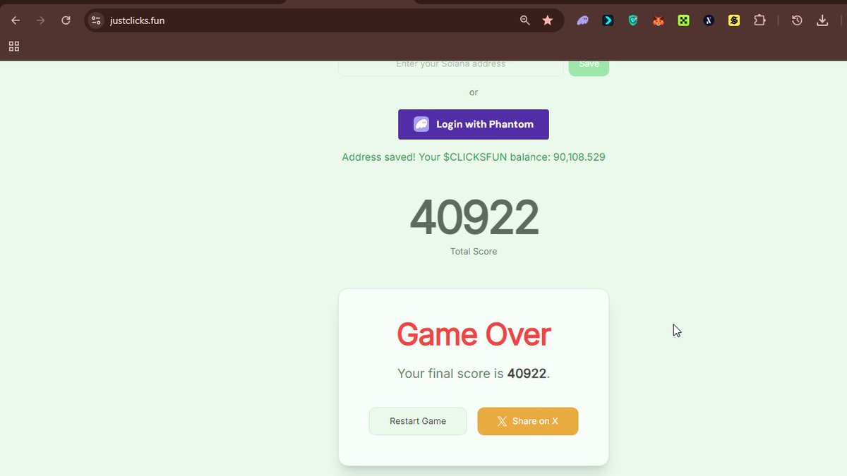 Thee_vine_eee's tweet image. I scored 40922 points in justclicks.fun! 🟢
Can you beat me? 😎 phewww that was a lot

JustProjectsFun #JustFun #JustClicksFun #ClicksFun #Memecoin #Crypto #PumpFun #Solana #REWARDS13112025 #HOLDERSCLICKSFUN

justclicks.fun/?score=40922&amp;amp;a…