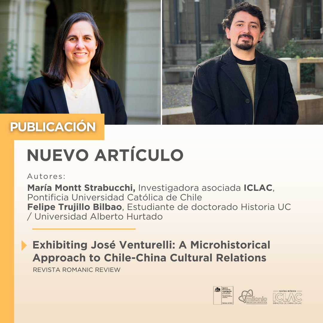 📣 [Publicación] Nuevo artículo de investigadora #ICLAC <a href="/monttm/">Maria Montt</a> junto a <a href="/FelipeTrujillo/">Felipe Trujillo Bilbao</a> sobre el rol del pintor chileno José Venturelli, figura central en la diplomacia cultural que facilitó el establecimiento de relaciones entre Chile y la RPC en 1970
🔗: bit.ly/4nTAWIX