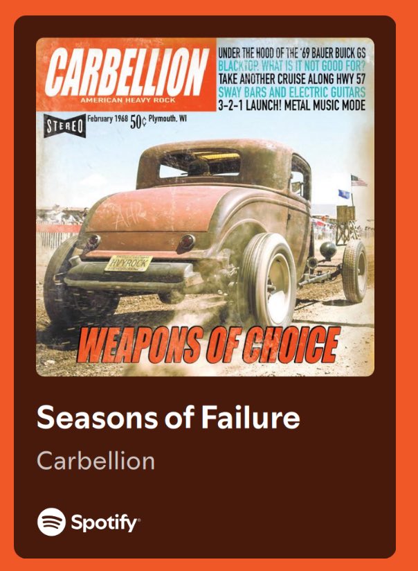 carbellion's tweet image. The “b sides” from Weapons of Choice are too oftem overlooked. Check out 
“Seasons of “Failure” for a darker heavy rock riff ride on Spotify (also everywhere else online)
what do you think about it?

Spotify-
open.spotify.com/track/4LUw8U49…

@EclipseRecords 
#carbellion #eclipserecords