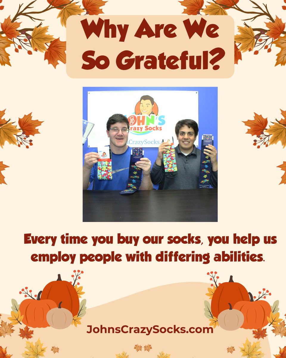 JohnsCrazySocks's tweet image. Every order you place with John&apos;s Crazy Socks helps us employ people with differing abilities
Thank you
#gratitude #spreadinghappiness #inclusionmatters #johnscrazysocks