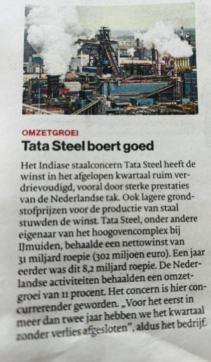 De ironie zit ‘m al in de kop..

“Tatra Steel boert goed”, winst door groei.

Niet gehinderd door beperking, reducties of vergunning.

Hoeveel boeren PAS-melders hadden hiermee geholpen kunnen worden?!?

#stikstofcrisis
#PAS