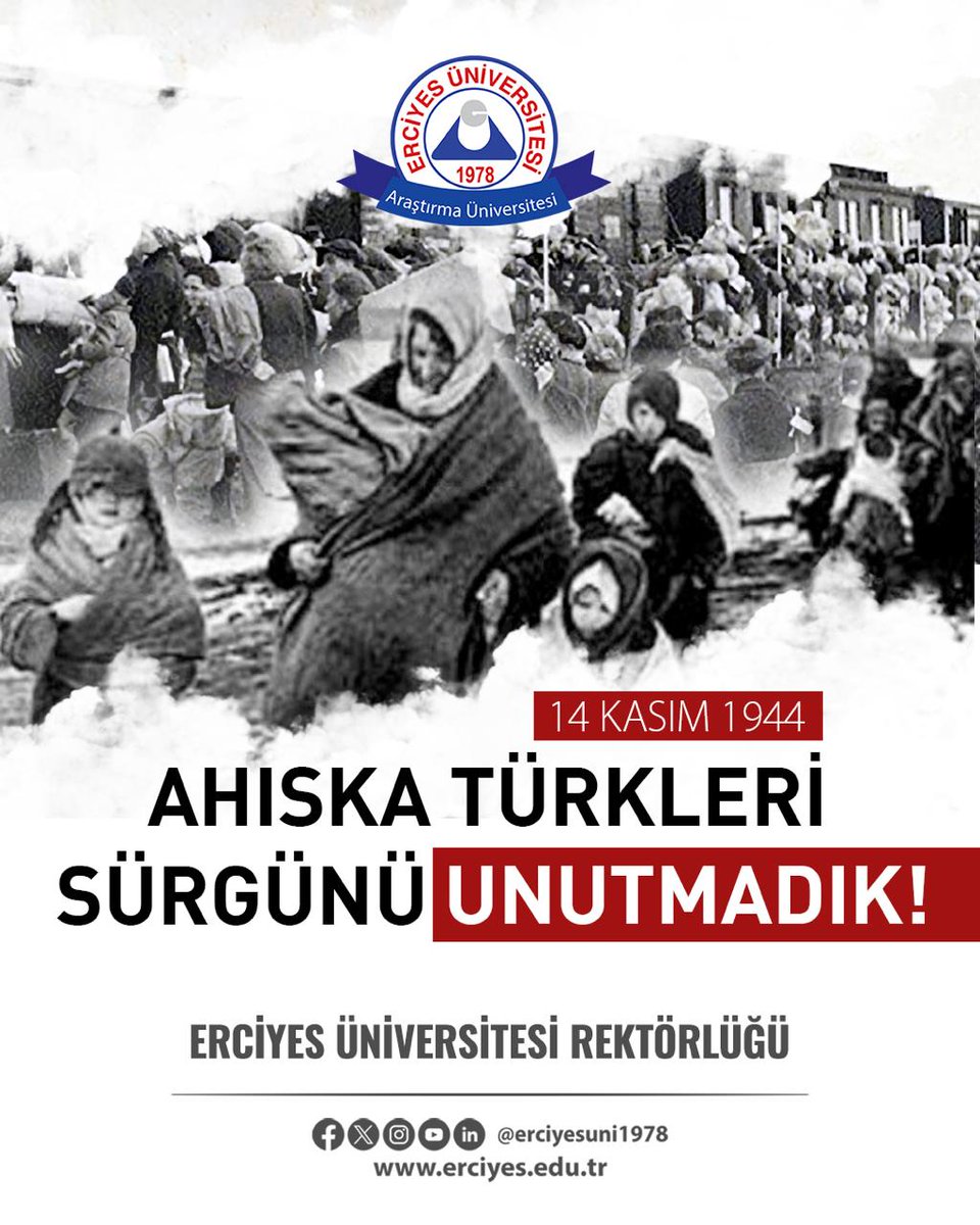 ErciyesUni1978's tweet image. Tarihimizin acı hatıralarından biri olan Ahıska Türkleri sürgününü saygı ve rahmetle anıyoruz.

#ErciyesÜniversitesi #AhıskaTürkleri #Unutmadık