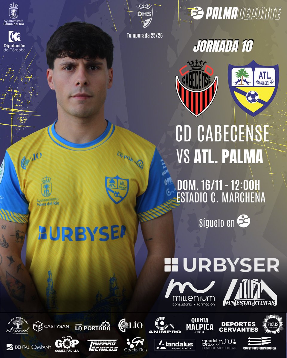 💛 𝐉𝐎𝐑𝐍𝐀𝐃𝐀 𝟏𝟎 ⚽️

✈️ ¡Directos al Carlos Marchena este fin de semana! Nuestro equipo sénior visitará al <a href="/cdcabecense/">CD Cabecense Oficial</a> este domingo a mediodía

📌 Jornada 🔟
🗓️ 16 noviembre
⌚️ 12:00h 

#AmarilloYAzul 🟡🔵
