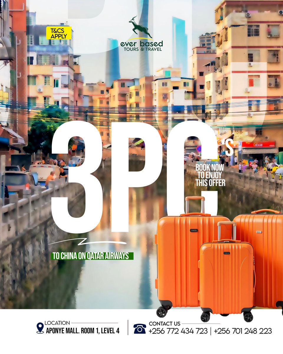 Enjoy 3pcs 🧳 baggage on Qatar Airways  exclusively with us.

BOOK NOW to enjoy this offer Kubanga kiyamba gwe and Sarah is tall😂