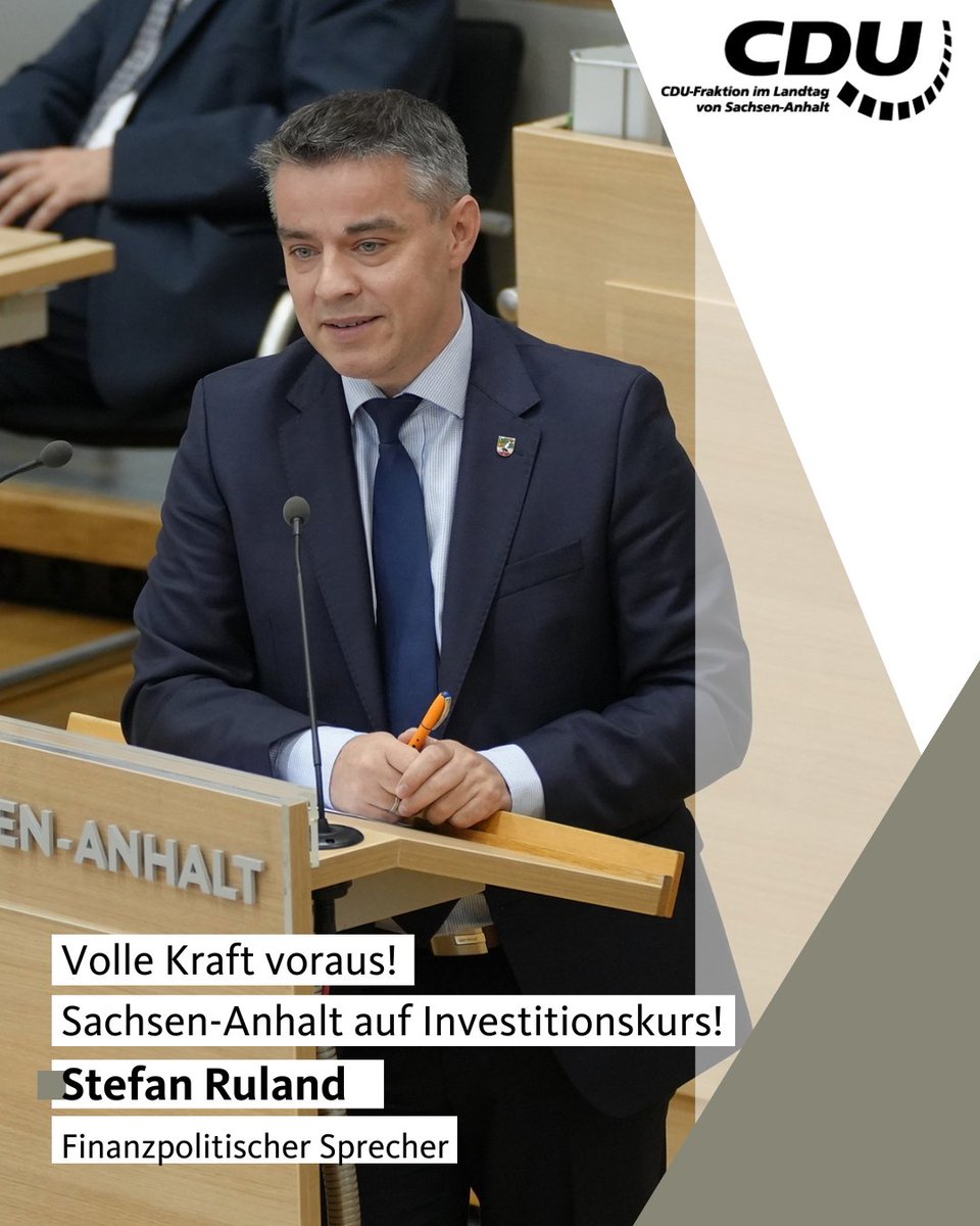 #ltlsa 2,61 Milliarden Euro für die Infrastruktur in Sachsen-Anhalt. Der Landtag hat heute das #Bundessondervermögen #Infrastruktur für #SachsenAnhalt auf den Weg gebracht. 

Dazu sagt <a href="/StefanRulandBBG/">Stefan Ruland</a>, finanzpolitischer Sprecher in der PM: cdufraktion.de/2025/kein-klim…