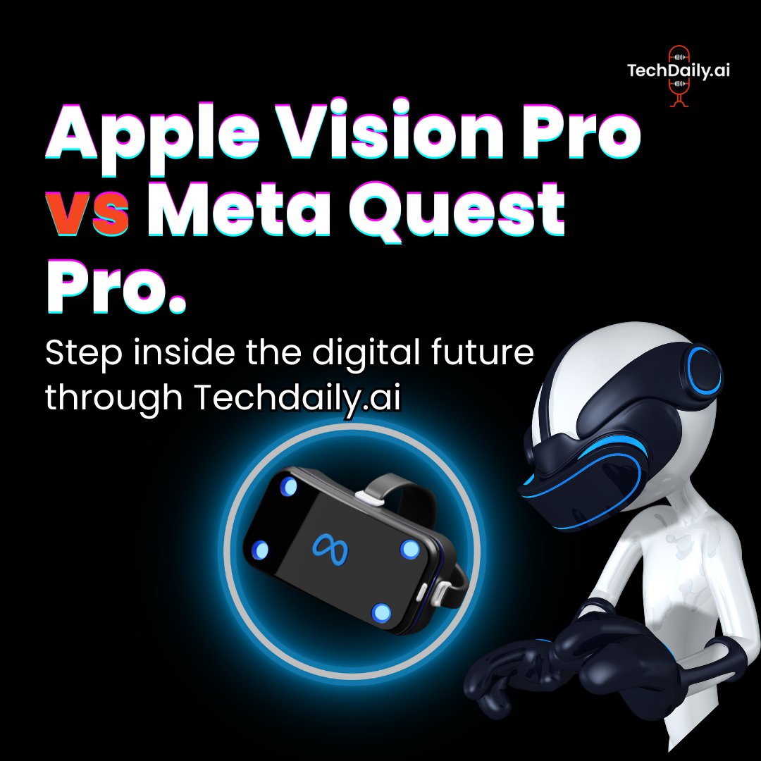 Techdailyai's tweet image. Apple Vision Pro vs Meta Quest Pro.
VR, AI, identity, and the future of human connection.
🎧 Step inside the metaverse: techdaily.ai/news/the-metav… 
#Metaverse #TechdailyAI #AI #VR
