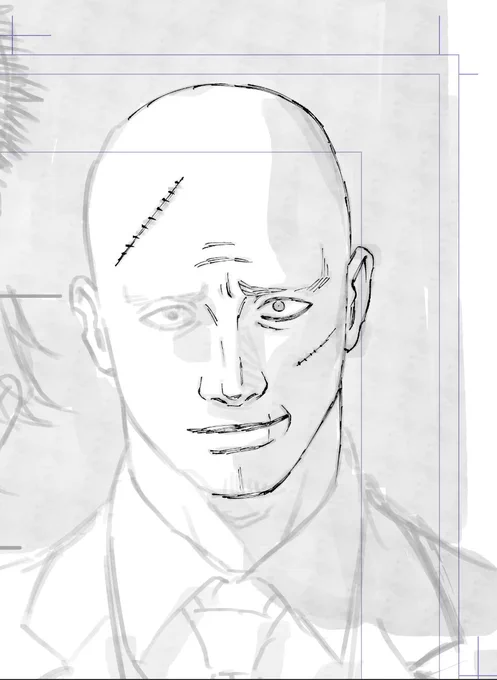 珍しく坊主頭のおっさん主人公を描いています。こんなにテンションが凪になる作画もあんまない。 