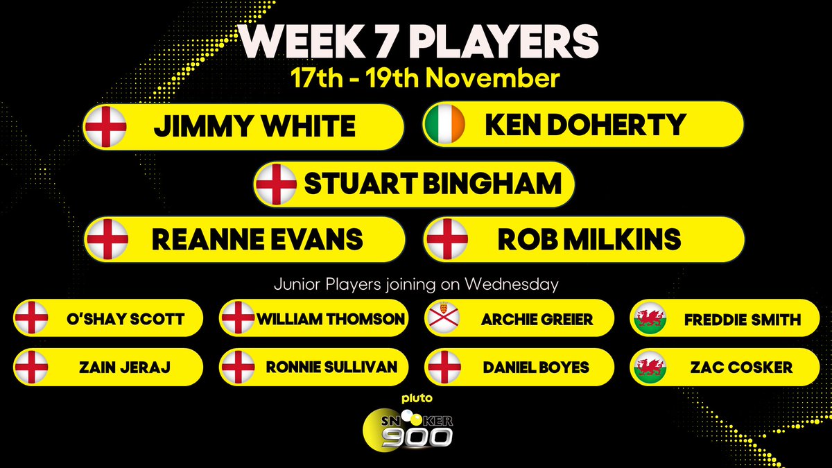 Snookerlegends's tweet image. Its not just about the professionals next week... 8 Juniors will make their debut on @PlutoTV with £500 up for the winner for winning just 3 x 900 second frames! #progress #juniors #snooker900
