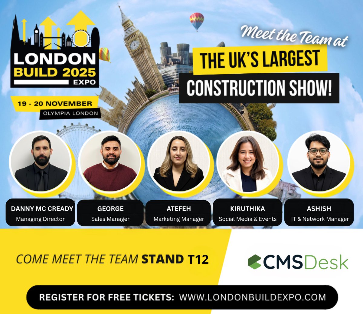 CMSDesk's tweet photo. Meet the CMSDesk team at London Build 2025 Expo – the UK’s largest construction show – on 19–20 November at Olympia London 🎉

#LondonBuild2025 #LondonBuild #Construction #UKConstruction #ConstructionIndustry #BuiltEnvironment #ConTech #OlympiaLondon #Networking #CMSDesk https://t.co/azfk6XR4IJ