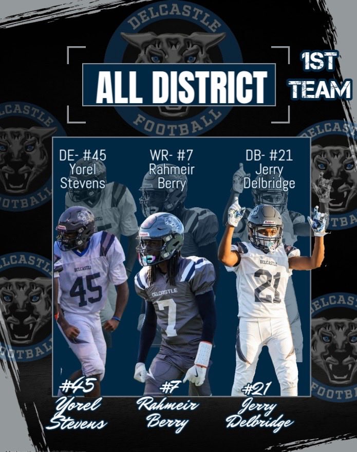 DelcastleFB's tweet photo. Congrats to our guys who received 1st Team All-District Recognition ♻️ https://t.co/JHMu4kVwAY