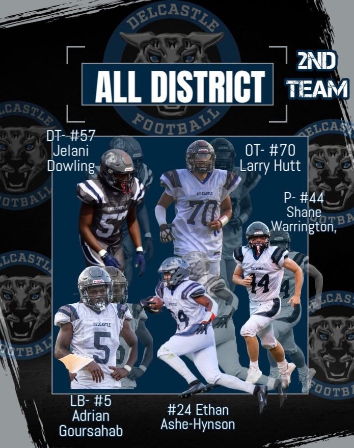 DelcastleFB's tweet photo. Congrats to our guys who received 2nd Team All District Recognition ♻️ https://t.co/51alllucjv