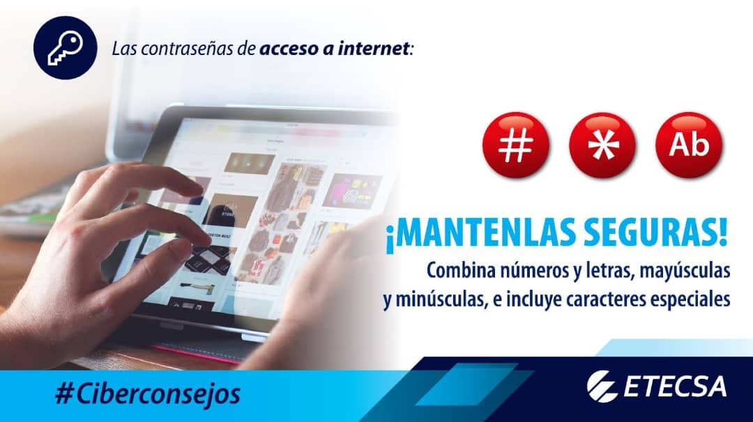📌 Velar por la seguridad de tu información personal 📷 y la de tu familia 👨‍👩‍👦‍👦 es importante ⁉️
Este es nuestro #Ciberconsejos 👉 escoge siempre contraseñas robustas 🔒 e inusuales 😉.