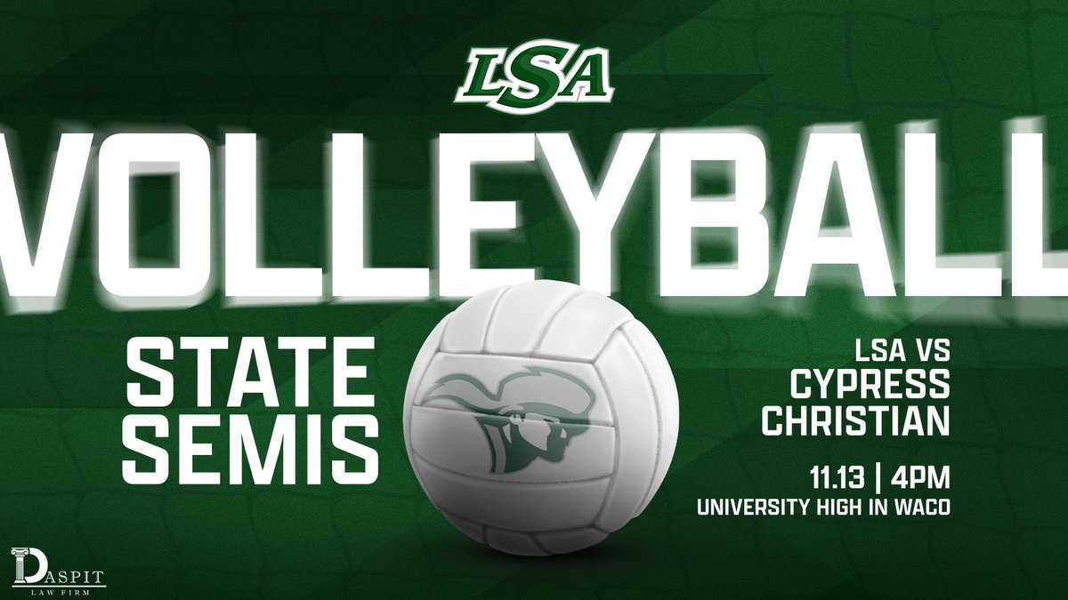 🔥 FINAL FOUR BOUND! 🔥

HS Volleyball is headed to Waco, TX to battle Cypress Christian at 4PM! 💪🏐

Let’s bring the energy, Pioneers! 💚 #FinalFour #PioneerPride #LSAVolleyball