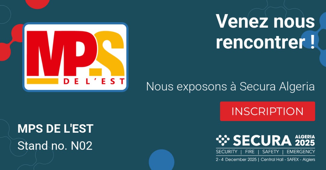 mpsdelest's tweet photo. Nous sommes heureux de vous annoncer notre participation au Salon SECURA Algérie 2025, qui se tiendra du 2 au 4 décembre 2025 à la SAFEX 🇩🇿 au stand N02
🔥 Ne manquez pas ce rendez-vous incontournable de la sécurité en Algérie !
#SECURA2025 #securite #incendie #SAFEX https://t.co/4BAUsE2cwu